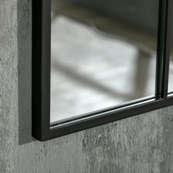 Espelho Decorativo de Parede 60x91 cm Espelho de Metal para Sala de Jantar Dormitório Entrada Estilo Moderno Preto