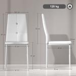 Conjunto de 6 Cadeiras de Sala de Jantar Estofadas em PU Cadeiras de Cozinha com Encosto Alto com Botões 41x50x97 cm Branco