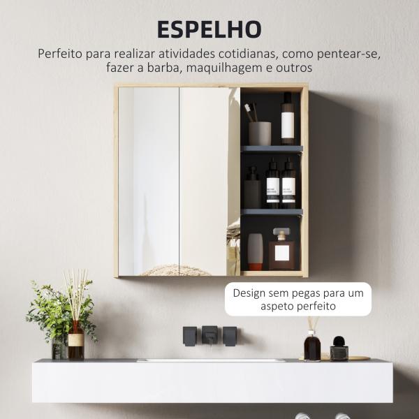 Armário Casa de Banho com Espelho Armário de Parede com Espelho para Casa de Banho Estilo Moderno 60x20x60 cm Madeira