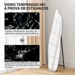 Espelho de Pé 160x40 cm sem Moldura Espelho de Corpo Inteiro Forma Irregular com Suporte Metálico Preto