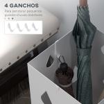 Suporte para Guarda - Chuvas com 4 Ganchos e Bandeja de Gotejamento Amovível Porta Guarda - Chuvas 15,5x15,5x41 cm Branco