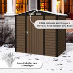 Abrigo de Jardim 190x132x187 cm Abrigo de Ferramentas com 2 Janelas de Ventilação e Porta com Fechadura para Pátio Carvalho