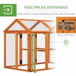 Galinheiro para Exterior 140x88,5x106 cm para 1 - 3 Galinhas com Estrutura de Madeira e 2 Portas com Fechadura Madeira