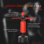 Punching Ball de Boxe com Altura Ajustável com Barra Giratória 360° e Base Preenchida 88x48x155 - 205 cm Preto e Vermelho