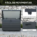 Baú de Exterior 295 L Baú de Armazenamento de Aço Galvanizado com 1 Fechadura para Jardim 100x62x65 cm Cinza Escuro