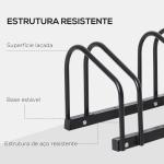 Estacionamento para 6 Bicicletas Suporte de Aço para Estacionar Bicicletas no Chão para Interior e Exterior 179x33x27 cm Preto