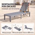 Espreguiçadeira Reclinável de Jardim Exterior com Encosto Ajustável em 4 Posições e Estrutura de PP 191x55x35,5 cm Cinzento Escuro