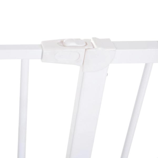 Barreira de Segurança para Animais de Estimação Extensível para Escadas e Portas Barreira de Segurança para Cães 76 - 107x76 cm Branco