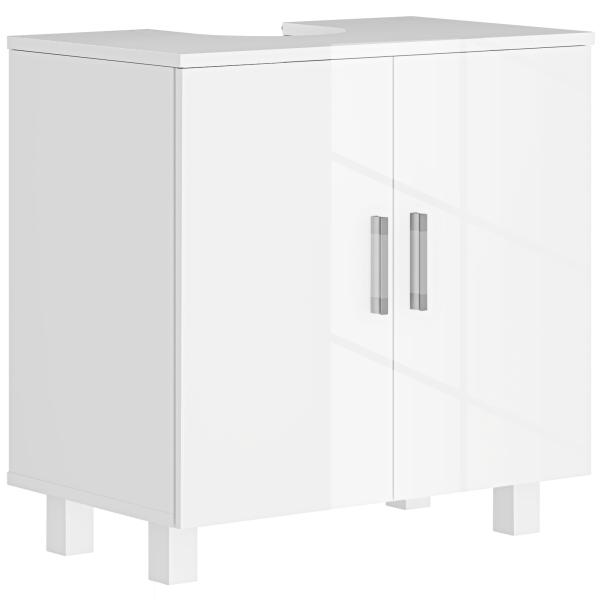 Móvel para Lavatório Pousar com 2 Portas de MDF 2 Prateleiras e Sistema Anti - Tombo para Casa de Banho 60x35x60 cm Branco