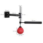 Punching Ball de Boxe Montado na Parede Altura Ajustável com Barra Giratória e Inflador 79x72x20cm Preto e Vermelho