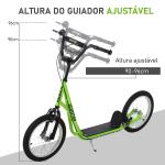 Trotinete com Guiador Ajustável 2 Pneus de Borracha Insufláveis com Travagem Dupla e Rodas 16" 139x58x90 - 96 cm Verde