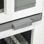 Coelheira de Madeira Interior Gaiola para Coelhos de 2 Níveis com Rodas 2 Rampas 3 Bandejas Amovíveis 110x50x86 cm Cinza