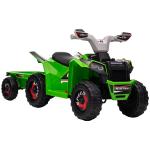 Quadriciclo Elétrico para Crianças com Reboque Bateria 6V de 18 - 36 Meses com Velocidade 2,5 km/h 106x41,5x48,5 cm Verde