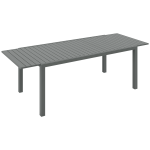 Mesa de Jardim Extensível Mesa de Terraço Retangular para 6 - 8 Pessoas Capacidade 50 kg 180/240x94x73 cm Cinza Escuro