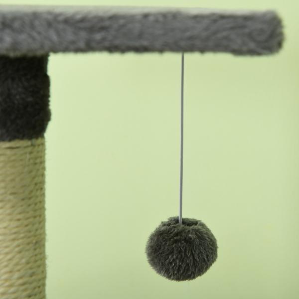 Arranhador para Gatos com 4 Níveis com Poste para Afiar as Garras Caverna Plataformas e Brinquedos 40x40x116 cm Cinzento Escuro