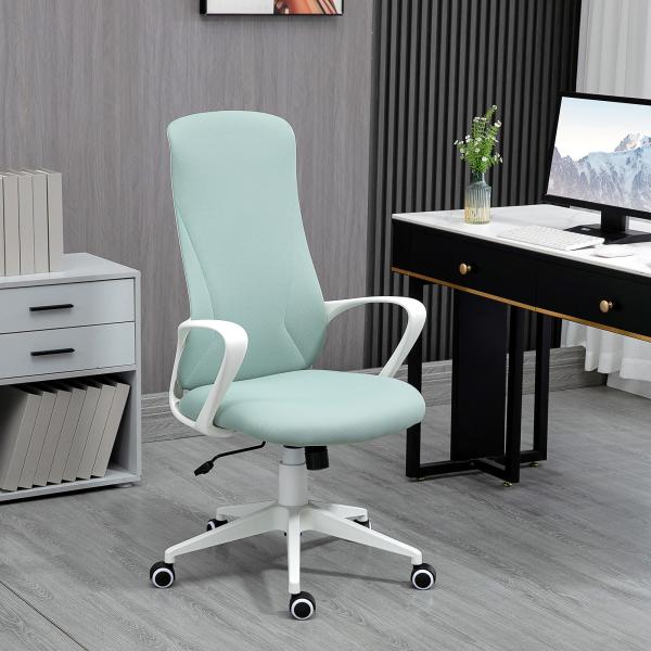 Cadeira de Escritório Ergonómica com Altura Ajustável Função de Inclinação e Encosto Alto 62x56x110 - 119,5 cm Verde