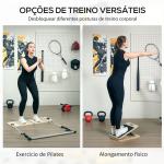 Barra de Pilates com 6 Faixas Elásticas Tábua Inclinada Ajustável para Treino de Corpo Inteiro em Casa 90x33x3 cm Cinza