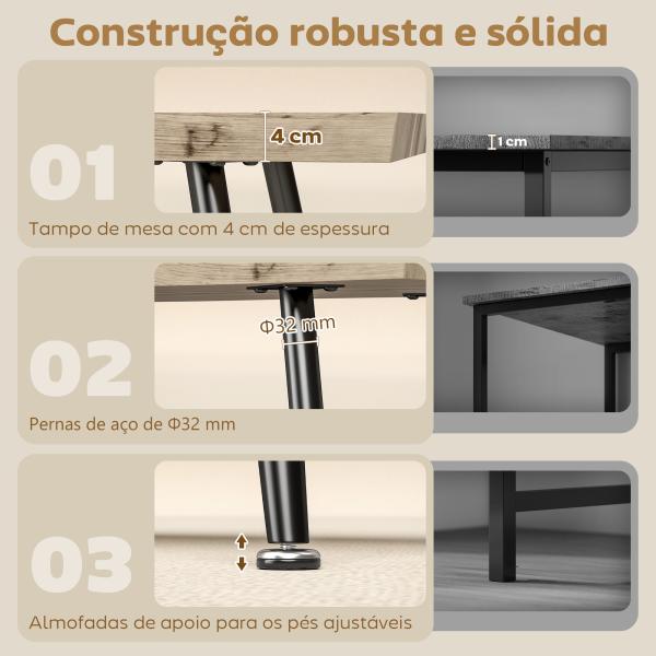Mesa de Centro Moderna com Tampo Espesso de 4 cm, Pés de Aço, 100x50x45 cm, Carvalho