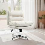 Cadeira de Escritório com Altura Ajustável Função Basculante Base Cruzada e Assento Amplo Cadeira para Estúdio 65x65x84 - 94 cm Cinza Claro