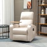 Poltrona de Massagem Poltrona Relax Elétrica com 4 Modos de Vibração Reclinação 145° Estofada em Microfibra Controlo Remoto Mesa 2 Bolsos Laterais e Suporte para Copos 77x93x105cm Bege
