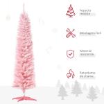 Árvore de Natal Artificial 180cm Ignífugo com 390 Ramos de PVC Decoração de Natal para Interiores Rosa