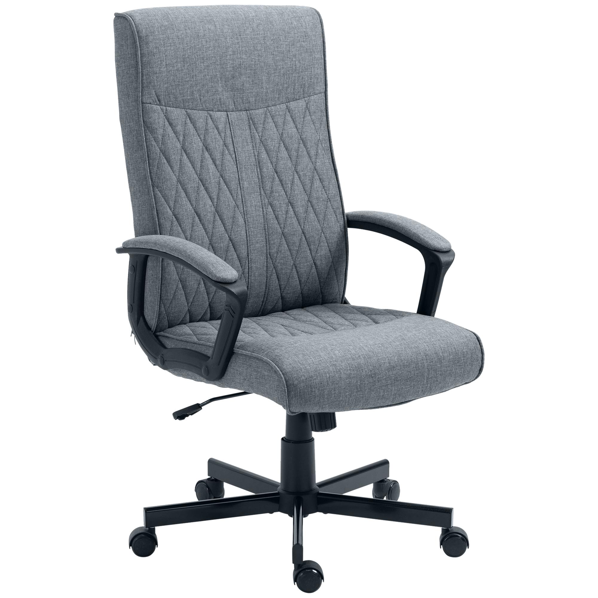 Cadeira de Escritório Giratória 360° com Encosto Alto Altura Ajustável e Função de Inclinação 65x65x102 - 112,5cm Cinza Escuro