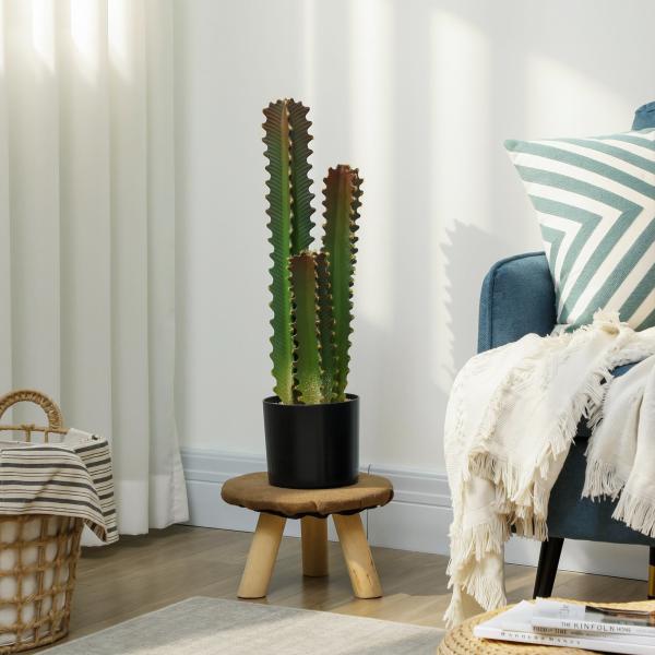 Cato Artificial 66 cm Planta Artificial Decorativa com Vaso e 3 Folhas para Decoração de Interiores Verde