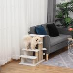 Escada para Gatos de 4 Níveis Coberta de Pelúcia Suave Poste de Juta Bola Pendurada Arranhador para Gatos 60x40x64 cm Branco