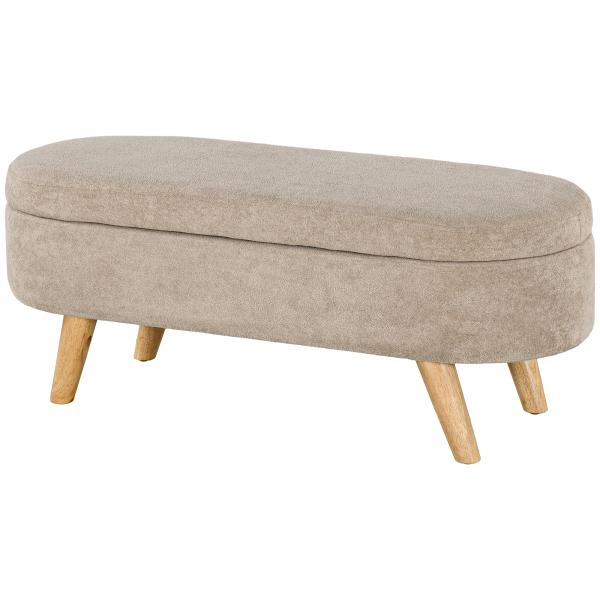 Banco para Pé de Cama Banco de Armazenamento com Pés de Madeira e Assento Acolchoado 110x40x43 cm Bege