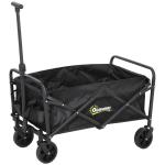 Carrinho de Transporte com Rodas Carrinho de Jardim Dobrável com Pega Telescópica Ajustável 2 Bolsas de Arrumação 64x42x27 cm Preto