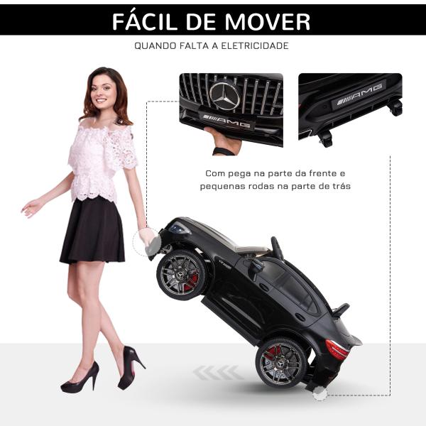 Carro Elétrico Infantil Mercedes AMG 12V com Controle Remoto Música Luzes Abertura da Porta Passeio para Crianças 3 - 5 Anos Preto 115x70x55 cm