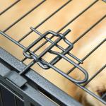 Gaiola dobrável de metal com rodas e freios Bandeja removível e porta com travas125x76x81 cm Cinza escuro