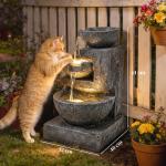 Fonte de Jardim com Iluminação LED e Bomba Cascata Decorativa de 3 Níveis 40x37x61 cm Multicolor