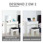 Toucador de Maquilhagem com Branco e Tampa Dobrável Mesa de Maquilhagem com Compartimentos e Gaveta 80x40x79cm Branco