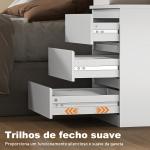 Cómoda com 3 Gavetas com Fecho Suave para Quarto Escritório Estilo Moderno 45x40x52,8 cm Branco