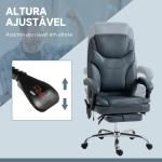 Cadeira de Escritório com 6 Pontos de Massagem por Vibração Aquecimento Estofada em Couro PU 67x67x113 - 121 cm Cinza