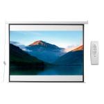 Tela de Projeção Elétrica Portátil Universal100" 4:3 com Controlo Remoto Suspensa na Parede 203x152 cm Branco