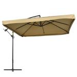 Chapéu de Sol de Jardim Chapéu de Sol Excêntrico com Rede Mosquiteira Manivela e Base Cruzada 295x295x260 cm Bege