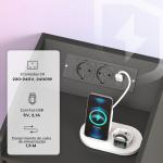 Mesa de Cabeceira com Luzes LED Gaveta Prateleira Estação de Carregamento Entrada USB e Controlo Remoto 40x40x58 cm Branco