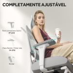 Cadeira de Escritório de Malha Reclinável com Apoio para a Cabeça Ajustável e Altura Regulável 71x70x109 - 119 cm Cinza