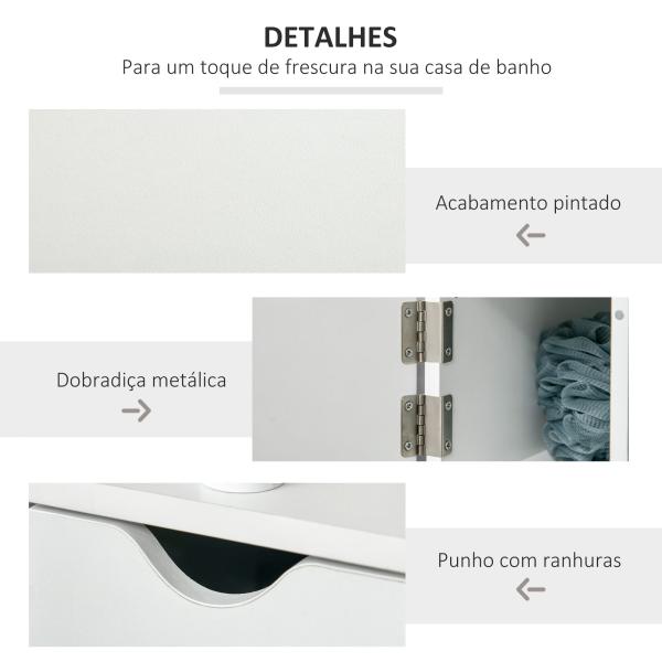 Coluna Casa de Banho com 2 Portas e 2 Prateleiras Armário Alto para Casa de Banho Estilo Moderno 15,2x29,8x118cm Branco