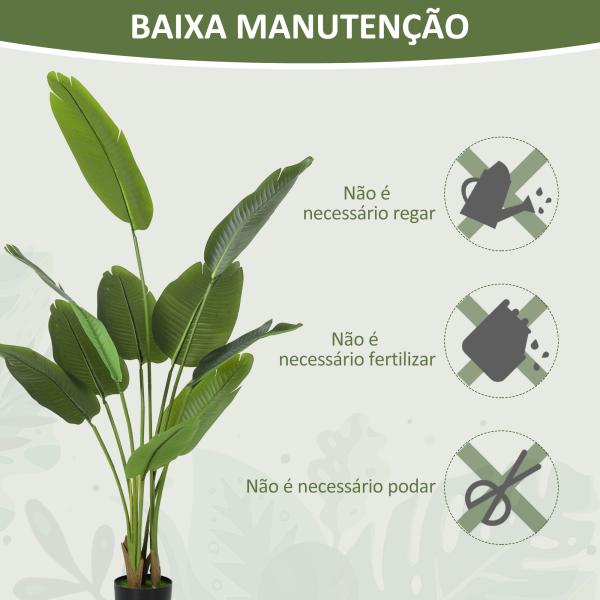 Planta Artificial Decorativa 160 cm Bananeira Artificial com Vaso e Folhas para Interior Casa Sala de Estar Escritório Verde