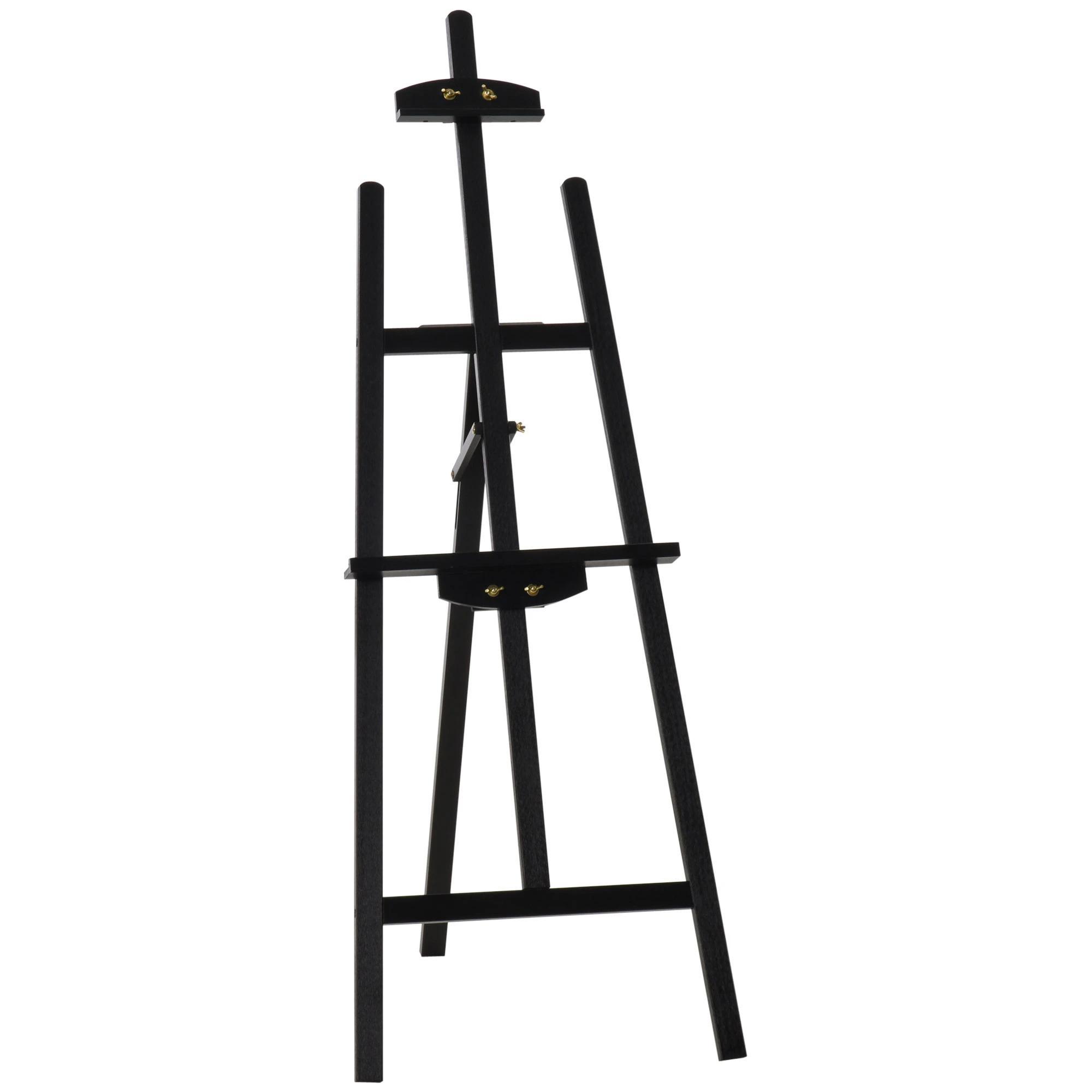 Cavalete para Pintura de Madeira Inclinável 90° com Suporte Tripé e Pincel 51,5x71,5x134,5 cm Preto