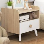 Mesa de Cabeceira Infantil de Madeira Mesa de Cabeceira para Crianças com Gaveta Bordas Redondas 40x32,5x40 cm Branco e Madeira