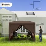 Tenda de Jardim com Paredes Laterais Amovíveis Janelas Porta com Fecho de Correr e Bolsa de Transporte 295x295x196 - 258 cm Café