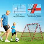 Rede de Rebote Dobrável para Treino Desportivo Ajustável em 5 Níveis de Ângulo com Tubo de Aço 100x95x90 cm Vermelho