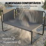 Conjunto de Jardim de 4 Peças Móveis de Exterior com 2 Sofás de 2 Lugares 2 Mesas de Vidro Almofadas Capas Removíveis Preto e Bege