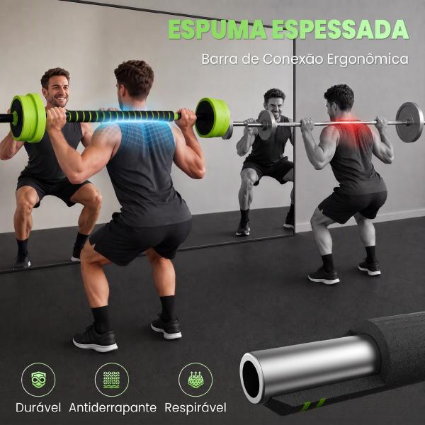 Conjunto de Halteres 20kg 4 em 1 Conjunto de Pesos com Kettlebell Barra de Pesos para Treino de Força em Casa Ginásio Verde