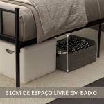 Estrutura de Cama Individual de Metal 31cm para Colchão 90x190cm com Cabeceira com Forma de Coração Estrutura de Cama com Espaço em Baixo de Armazenamento 95x196x100cm Preto