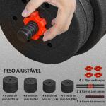 Conjunto de Halteres de 30 kg 2 em 1 com Barras de Conexão e Barra de Extensão Treinamento de Força e Levantamento de Pesos Preto